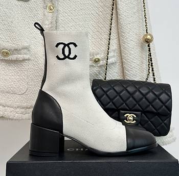 Chanel white sock boots