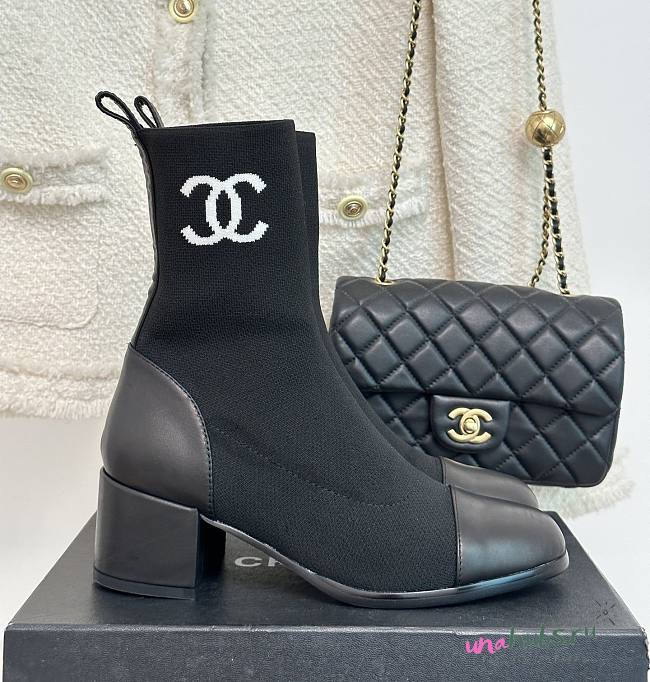 Chanel black sock boots - 1