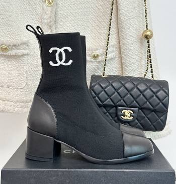 Chanel black sock boots