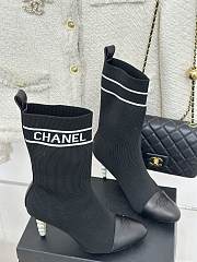 Chanel black sock heeled boots - 6