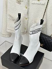 Chanel white sock heeled boots - 5