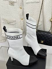 Chanel white sock heeled boots - 3