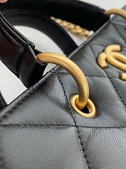 Chanel black leather tote shopping gold handle bag  - 3