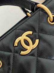 Chanel black leather tote shopping gold handle bag  - 4