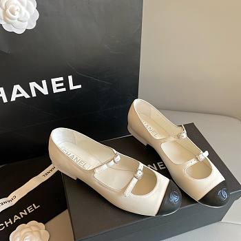 Chanel white ballet flats