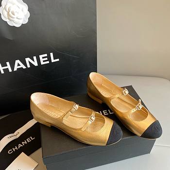 Chanel golden ballet flats