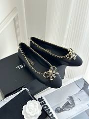 Chanel black leather bow flats - 2