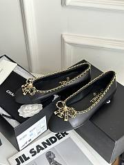 Chanel black leather bow flats - 4