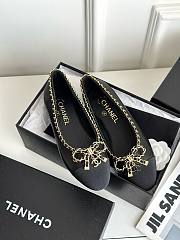 Chanel black leather bow flats - 5