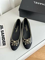 Chanel black leather bow flats - 6