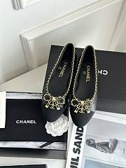 Chanel black leather bow flats - 1