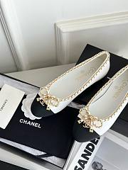 Chanel white leather bow flats - 5