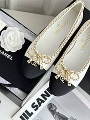 Chanel white leather bow flats - 4