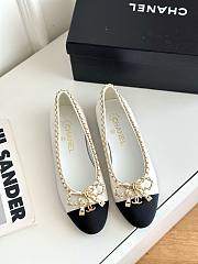 Chanel white leather bow flats - 3