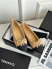 Chanel beige leather bow flats - 2