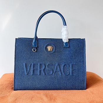 Versace La Medusa Top Denim Handle Bag