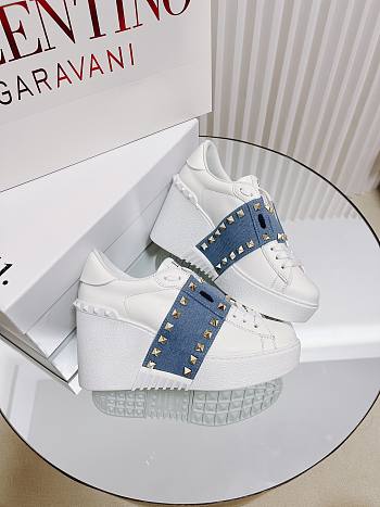 Valentino rockstud denim flatform trainer