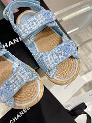 Chanel Dad Blue Tweed Sandal  - 5