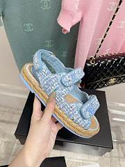 Chanel Dad Blue Tweed Sandal  - 4