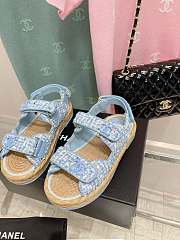 Chanel Dad Blue Tweed Sandal  - 3