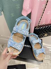 Chanel Dad Blue Tweed Sandal  - 2