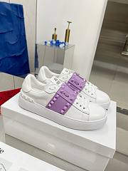 Valentino Garavani purple rockstud leather platform sneakers - 4