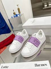 Valentino Garavani purple rockstud leather platform sneakers - 5