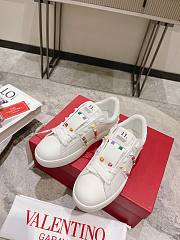 Valentino Garavani white rockstud leather platform sneakers - 3