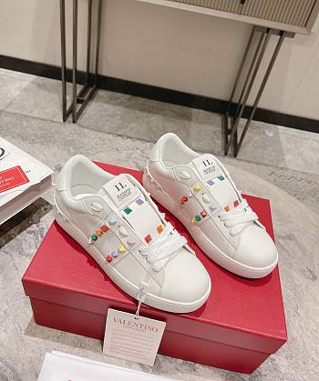 Valentino Garavani white rockstud leather platform sneakers