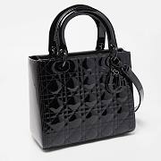 Dior lady medium all black patent bag 24cm - 3