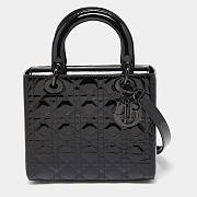 Dior lady medium all black patent bag 24cm - 5