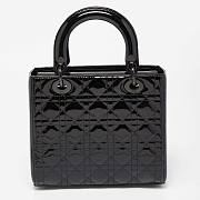 Dior lady medium all black patent bag 24cm - 4