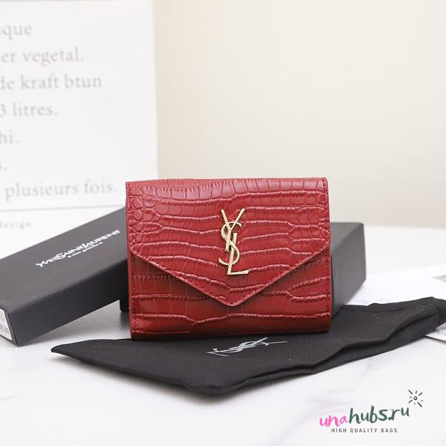 YSL Uptown red crocodile leather wallet - 1