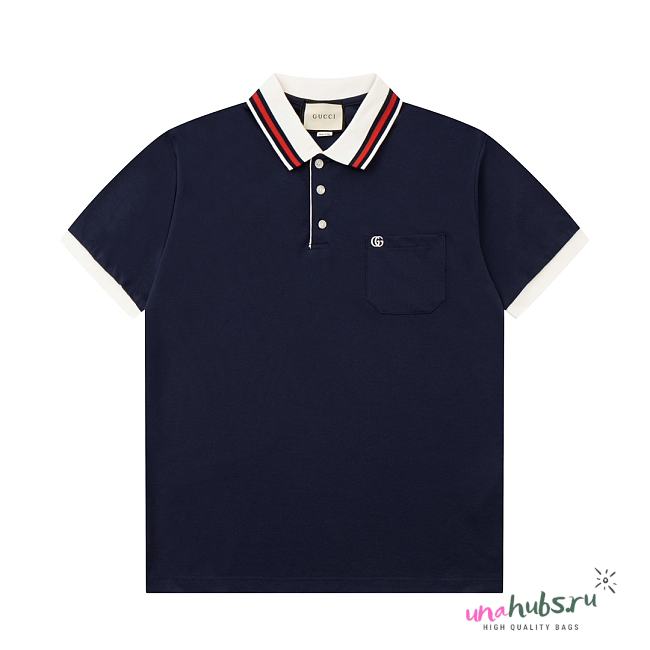 Gucci cotton piquet blue  polo  - 1