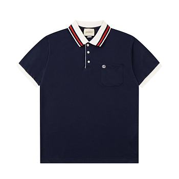 Gucci cotton piquet blue  polo 