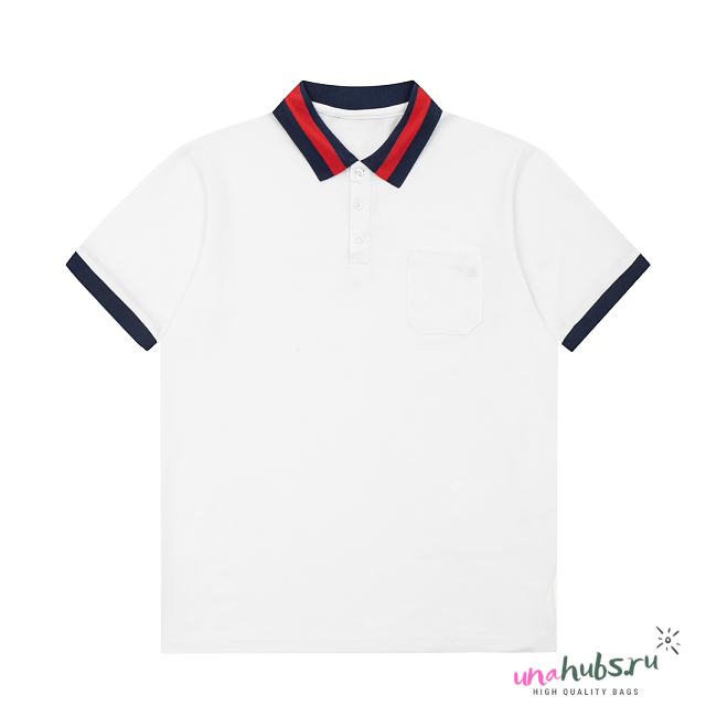 Gucci men cotton piquet white polo - 1