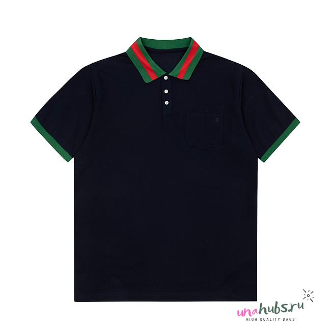 Gucci cotton piquet black polo - 1