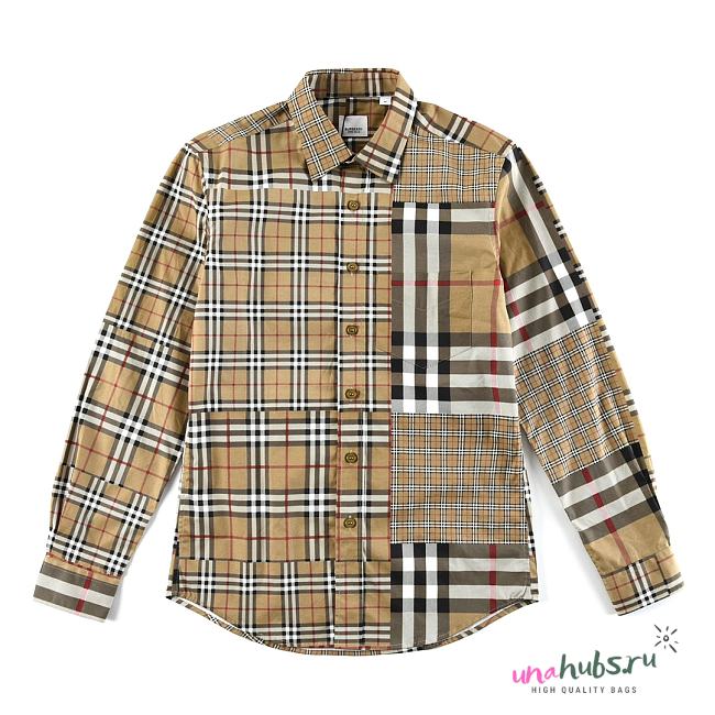 Burberry classic fit patchwork check cotton shirt  - 1