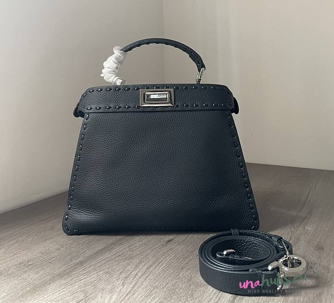 Fendi Peekaboo ISeeU small black topstitching bag  - 1