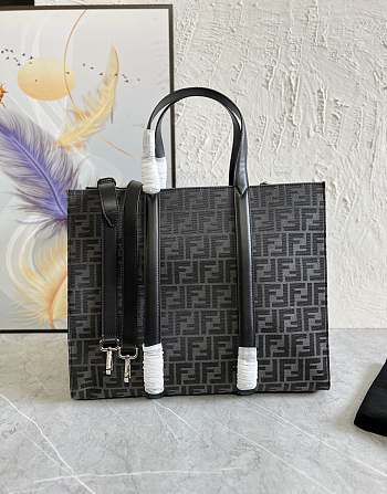 Fendi Shopper FF jacquard black fabric bag