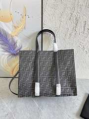 Fendi Shopper FF jacquard black fabric bag - 4