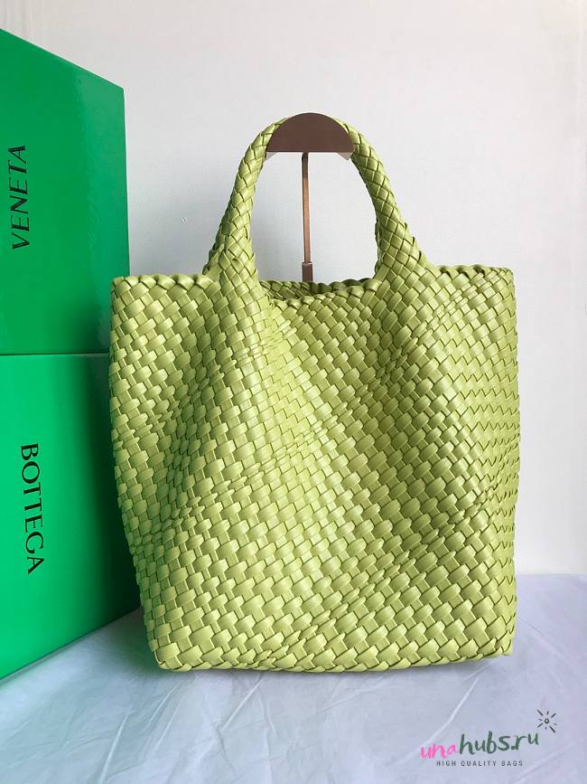 Bottega Veneta woven light green sky tote bag - 1