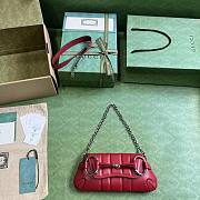 Gucci Horsebit small chain red leather bag - 3