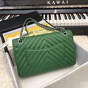 Chanel 1112 calfskin chevron quilted green flap bag - 2