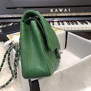 Chanel 1112 calfskin chevron quilted green flap bag - 4