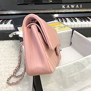 Chanel 1112 pink lambskin chevron quilted 2.55 flap bag - 5