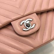 Chanel 1112 pink lambskin chevron quilted 2.55 flap bag - 3