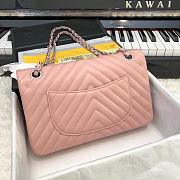 Chanel 1112 pink lambskin chevron quilted 2.55 flap bag - 2