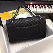 Chanel 1112 black lambskin chevron quilted 2.55 flap bag - 6