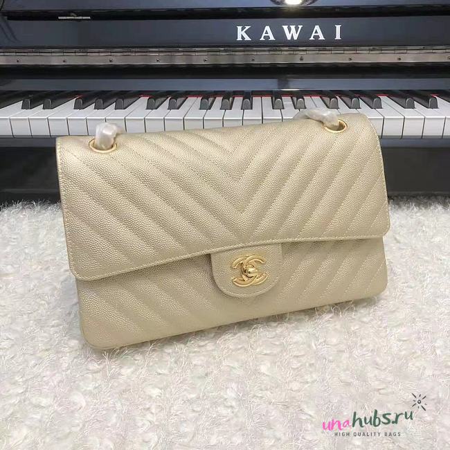 Chanel 1112 gold lambskin chevron quilted 2.55 flap bag - 1